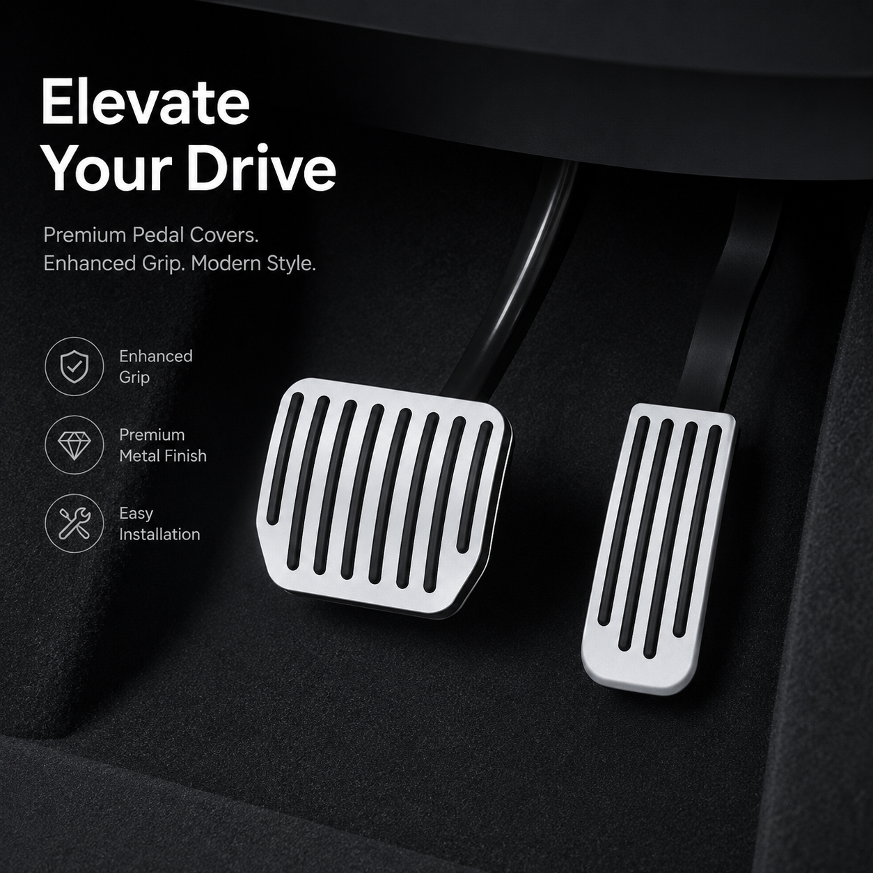 Tesla Model 3 Y aluminum non slip pedal covers - Image 4
