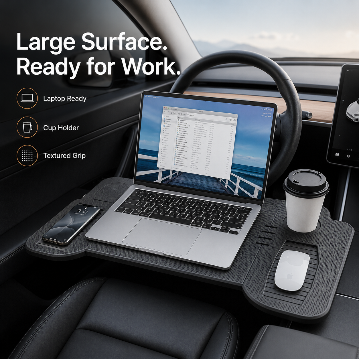 Foldable Car Tray Table for Steering Wheel - Image 4