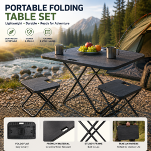 Foldable Camping Table Compatible with Tesla Model Y Trunk - Portable Outdoor Picnic & Storage Organizer