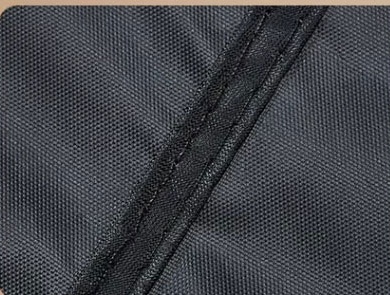 Close-up of black coated awning fabric and seam