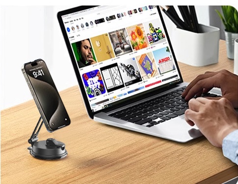 Phone mount used on an office desk