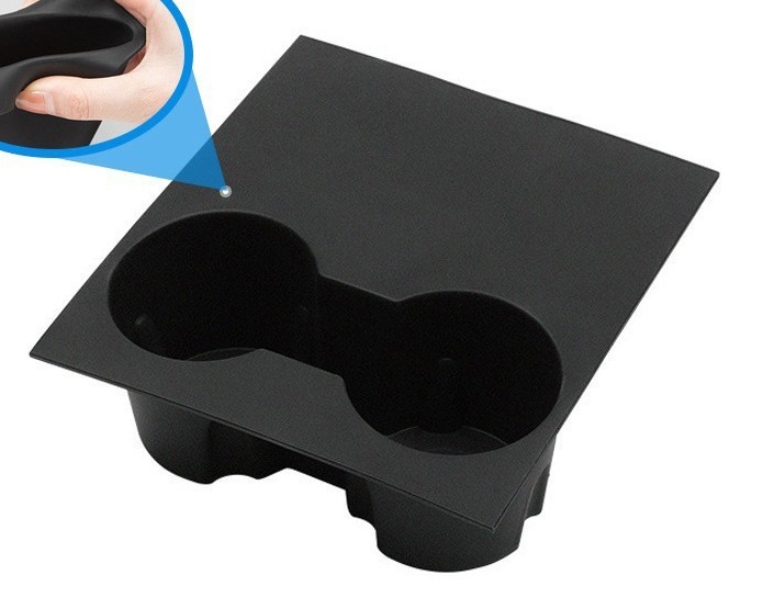 Black silicone cup holder insert for Tesla Model 3 and Model Y