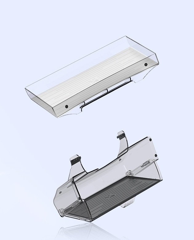 Tesla under-screen storage organizer shown in black and white versions