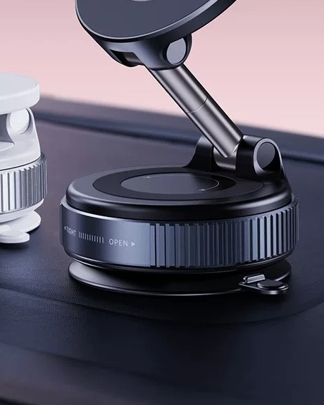 Vacuum suction base holding the mount firmly in place