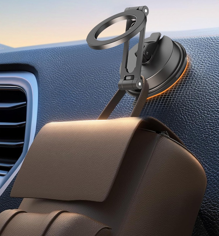 Suction cup phone mount holding securely on a dashboard