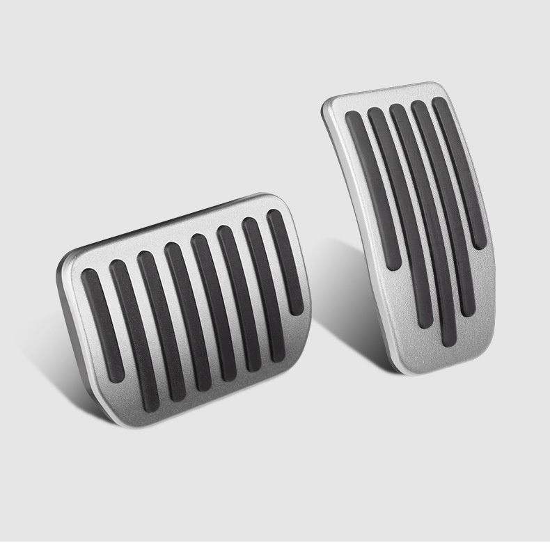 Silver aluminum alloy brake and accelerator pedal covers