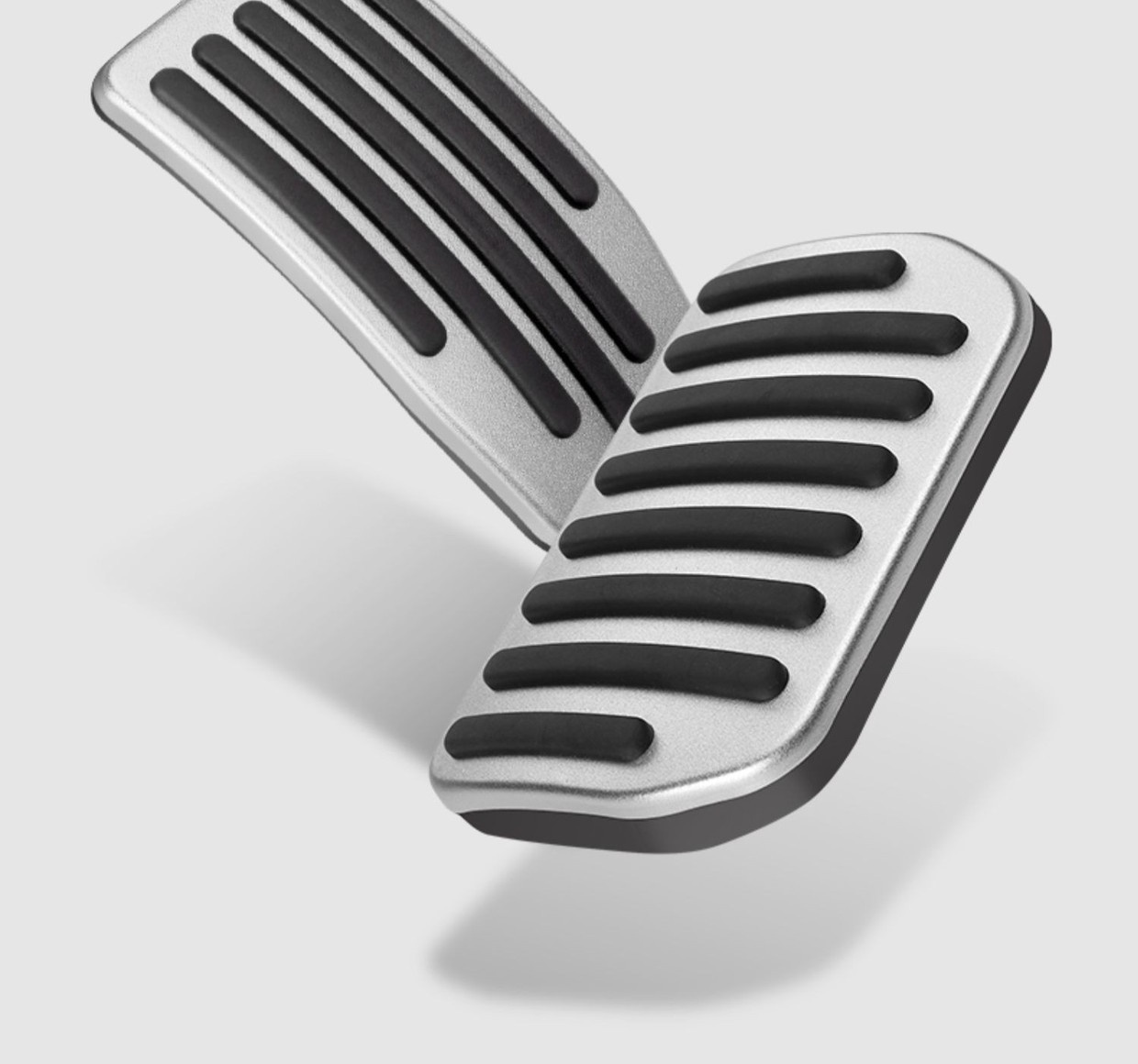 Close-up of rubber grip strips on Tesla pedal covers