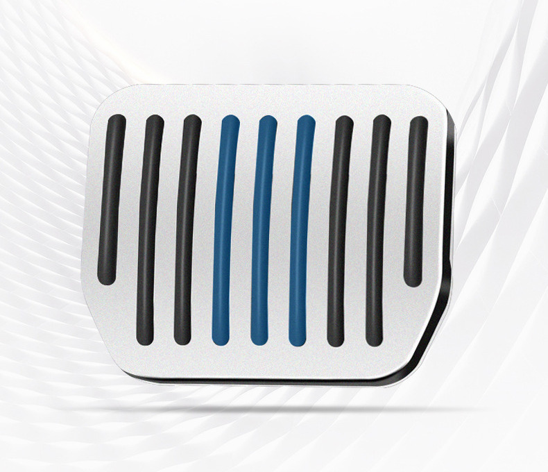 Close-up of the rubber grip channels on the brake pedal cover