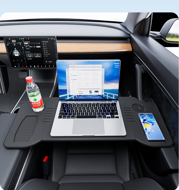 Foldable steering wheel tray table fully opened