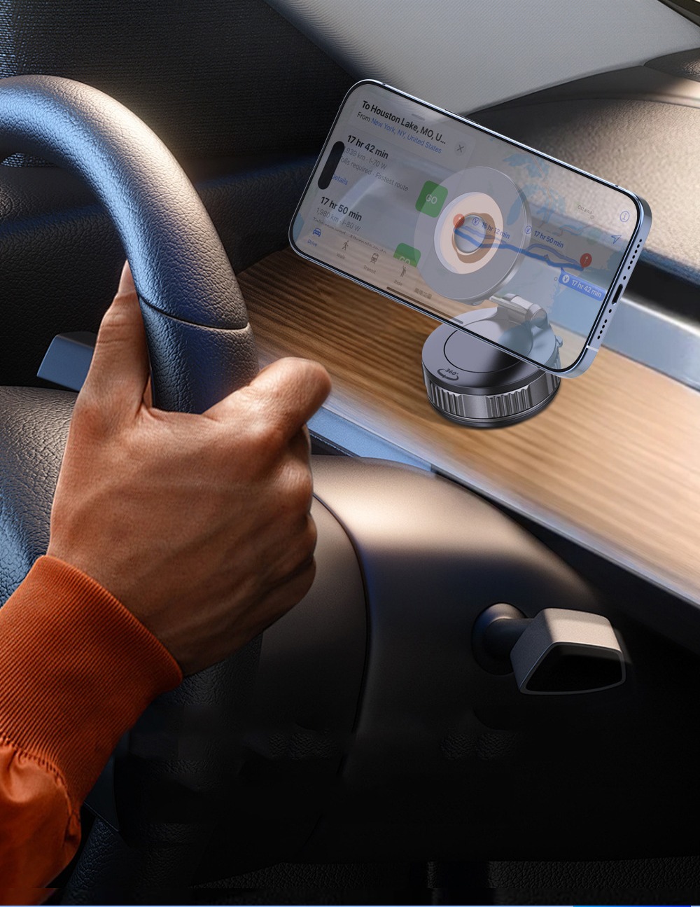 Phone mount in real driving scene