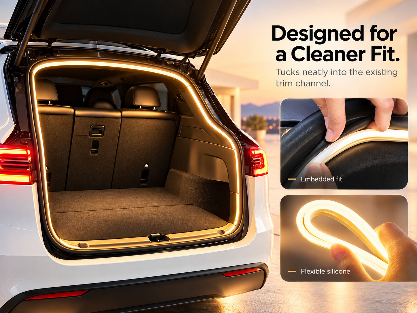 Clean integrated trunk LED light installation